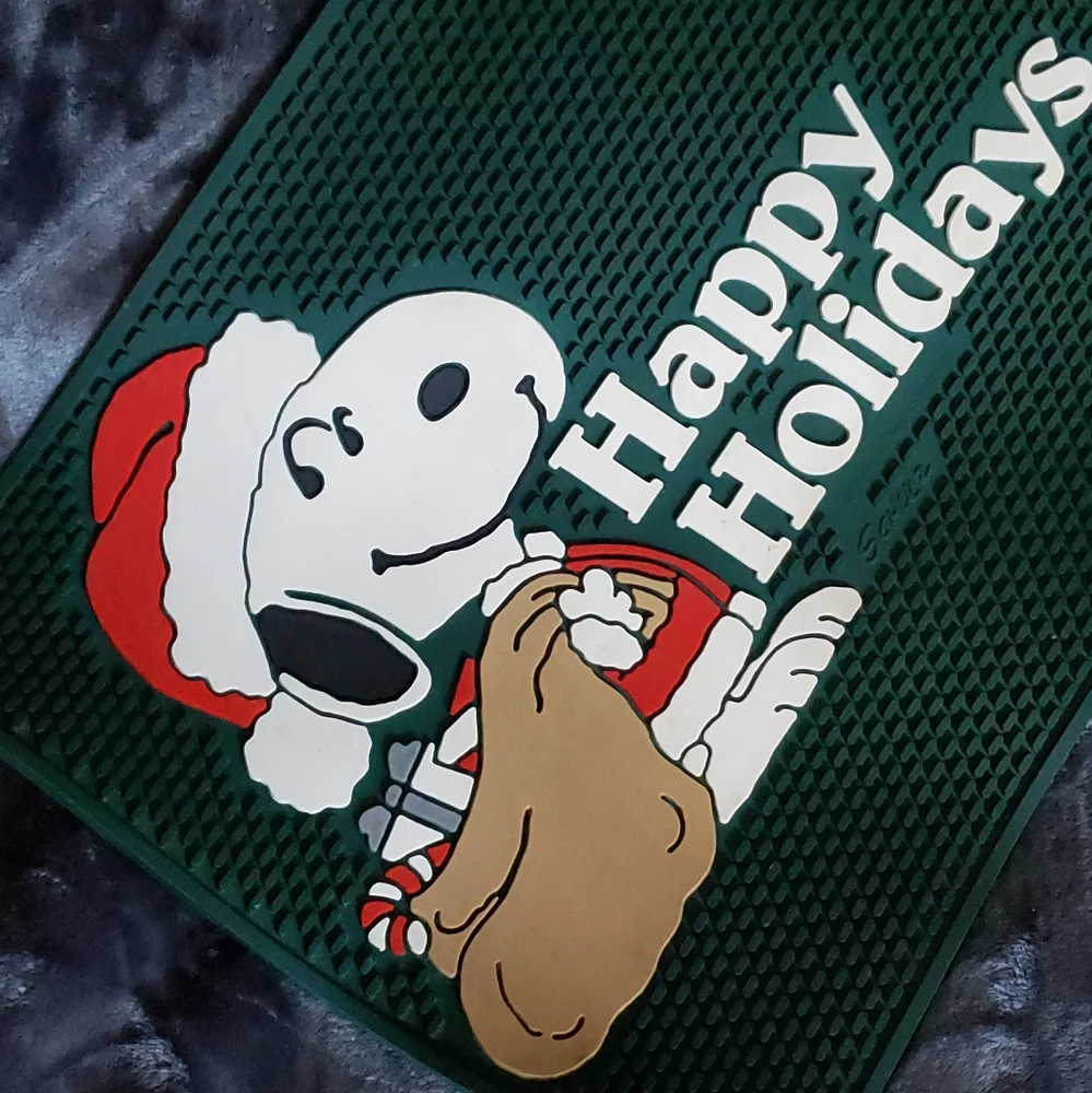 Vintage Snoopy Santa Happy Holidays Door Mat